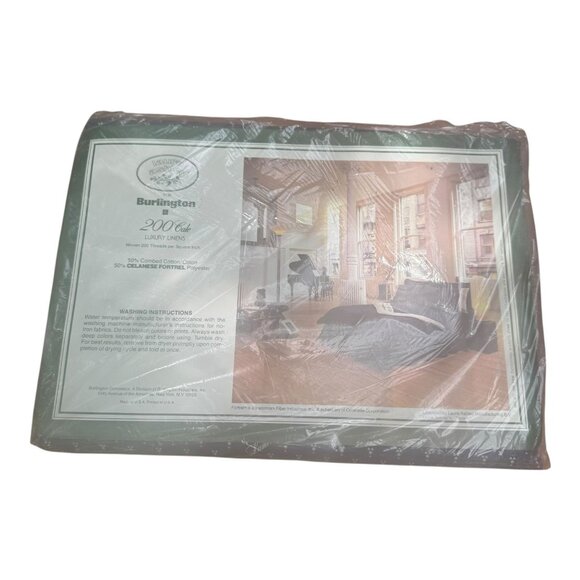 Vtg Laura Ashley For Burlington 200 Thread Ct Navy & Cream Full Sheet Set 3 pc - Picture 8 of 10